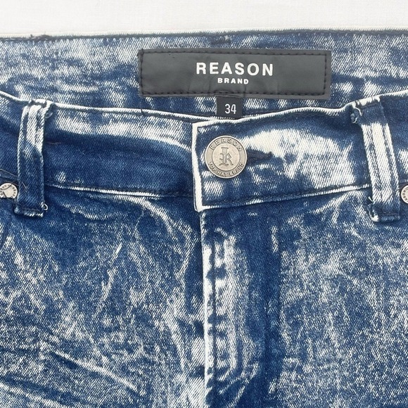 Reason Brand Acid Wash Moto Jeans – Size 34 - Picture 3 of 7